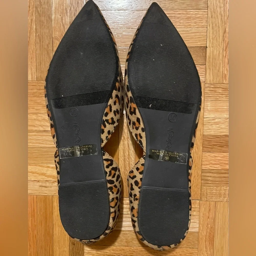 LEOPARD PRINT VEGAN SUEDE FLATS SIZE 10 NIB - Picture 6 of 13